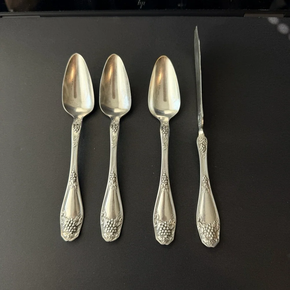 R.C. Co. Isabella Grape Fruit or Orange Spoons set 3 and Master Butter Knife